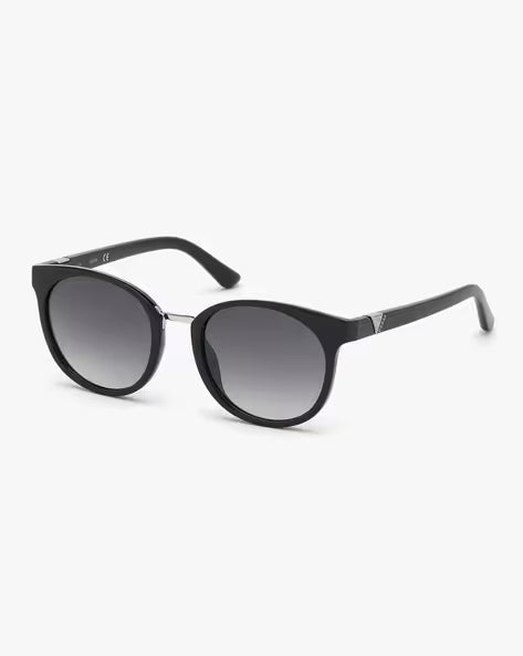 GUESS GU7601 52 01B UV-Protected Full-Rim Round Sunglasses