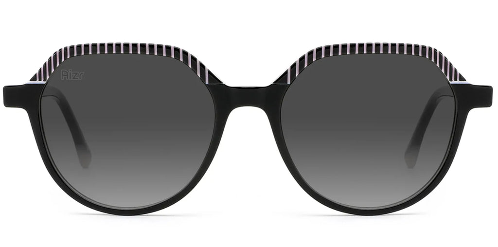 Black sunglasses with gradient lenses on a white background