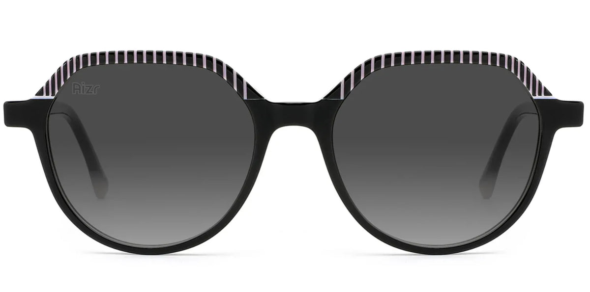 Black sunglasses with gradient lenses on a white background