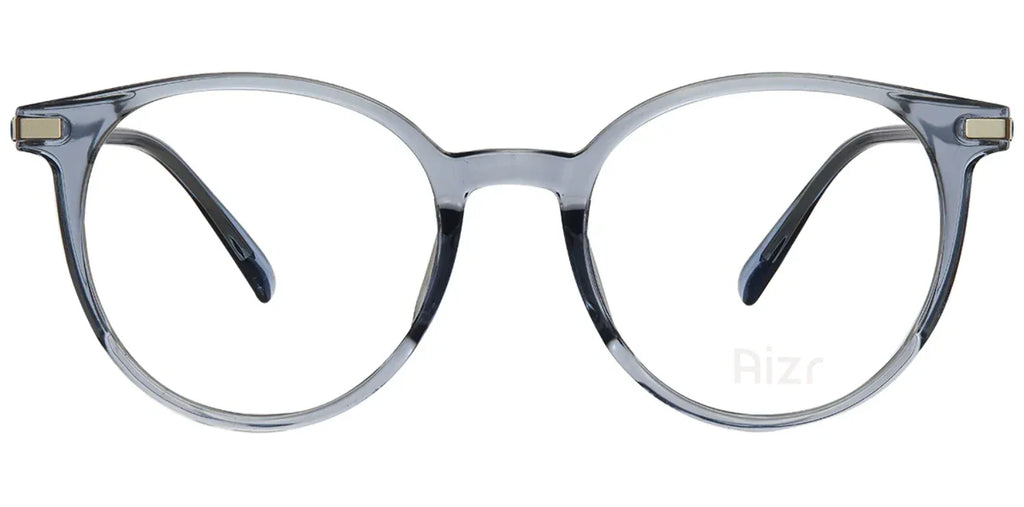 Clear eyeglasses with a subtle pattern on a white background