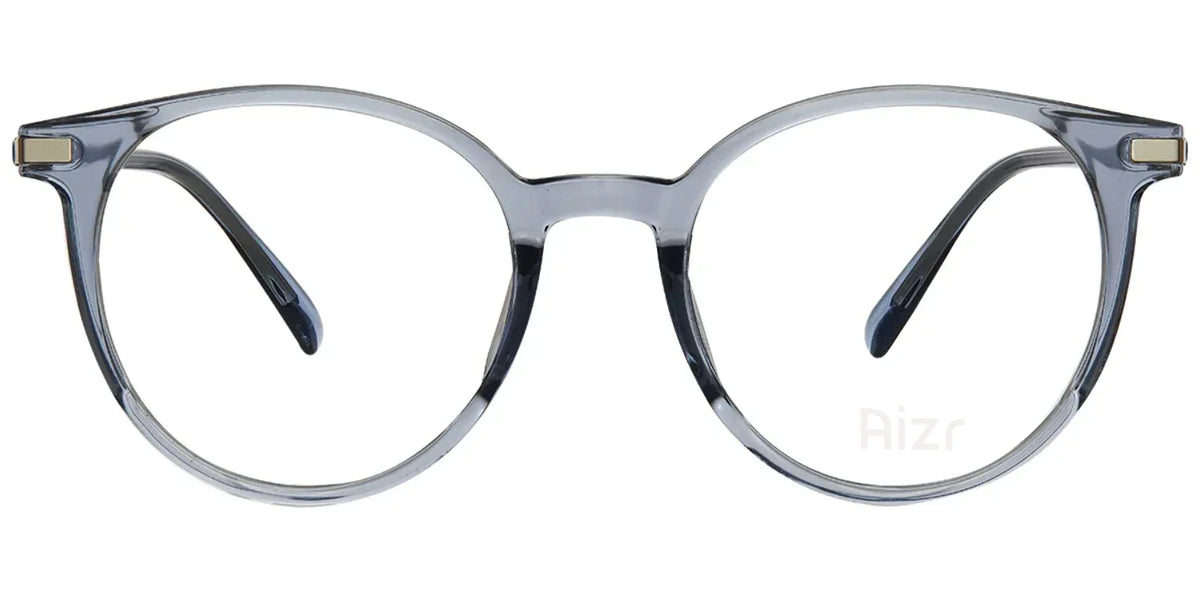 Clear eyeglasses with a subtle pattern on a white background