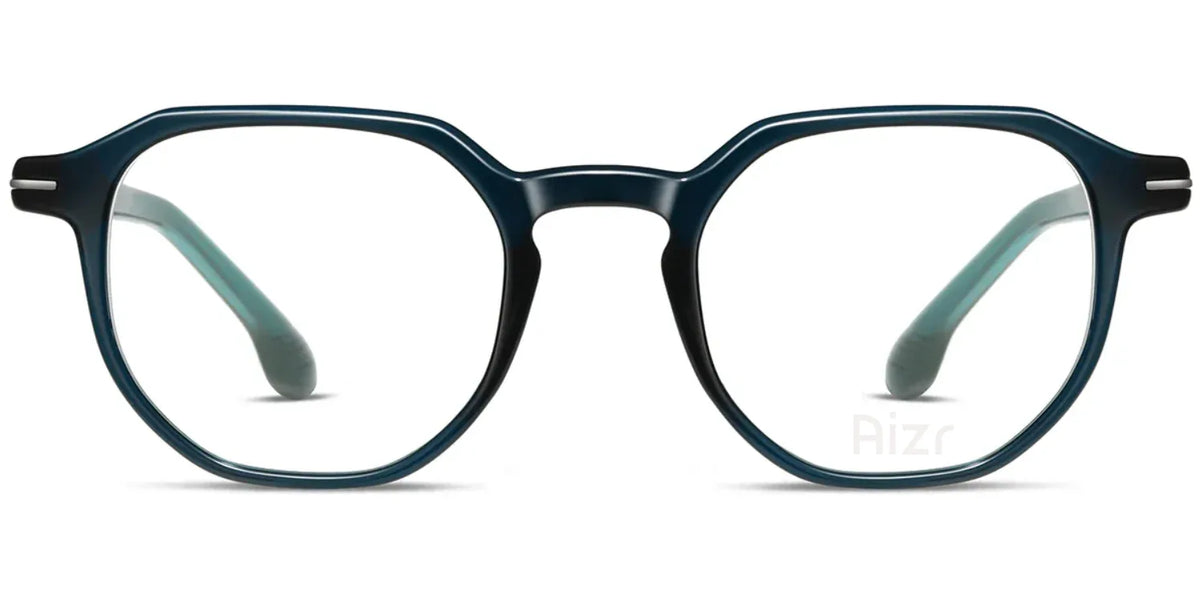 Blue eyeglasses on a white background