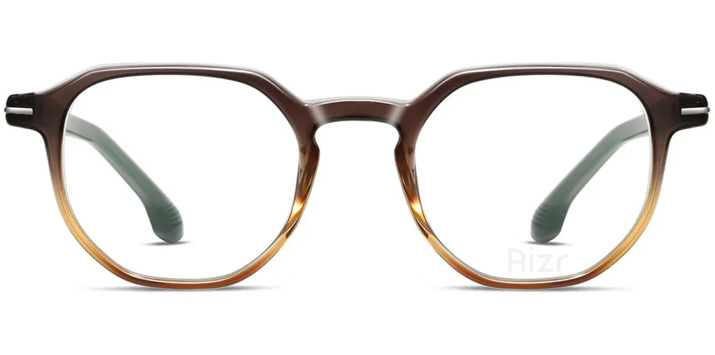 Brown eyeglasses with a slight gradient on a white background