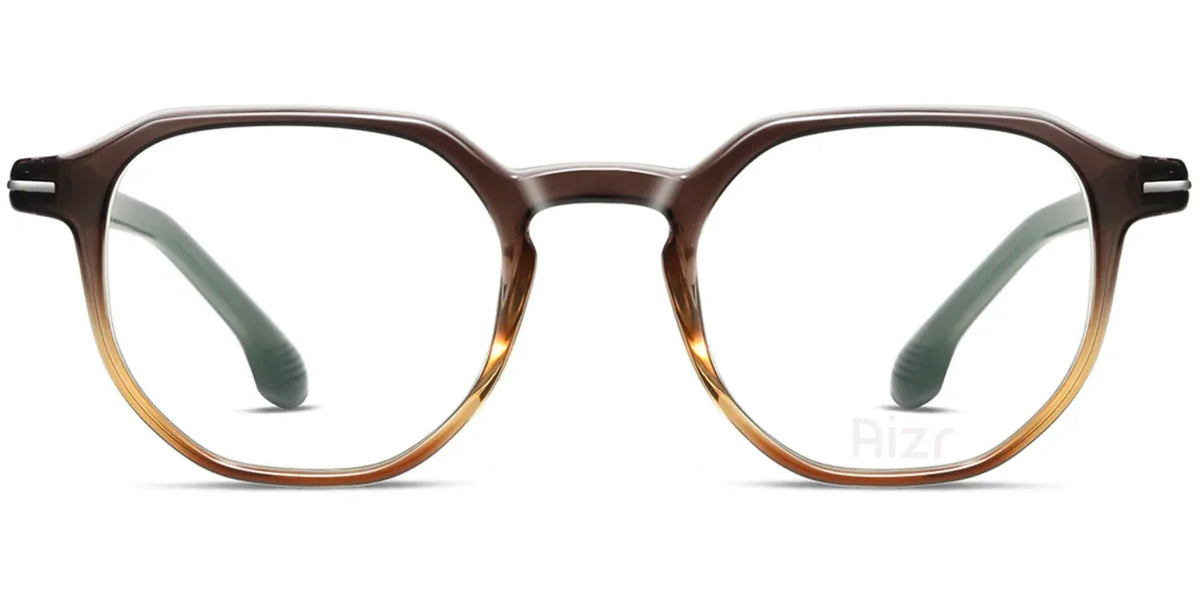 Brown eyeglasses with a slight gradient on a white background