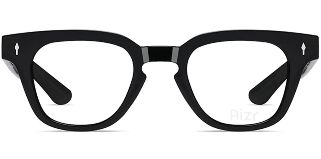 Black eyeglasses on a white background