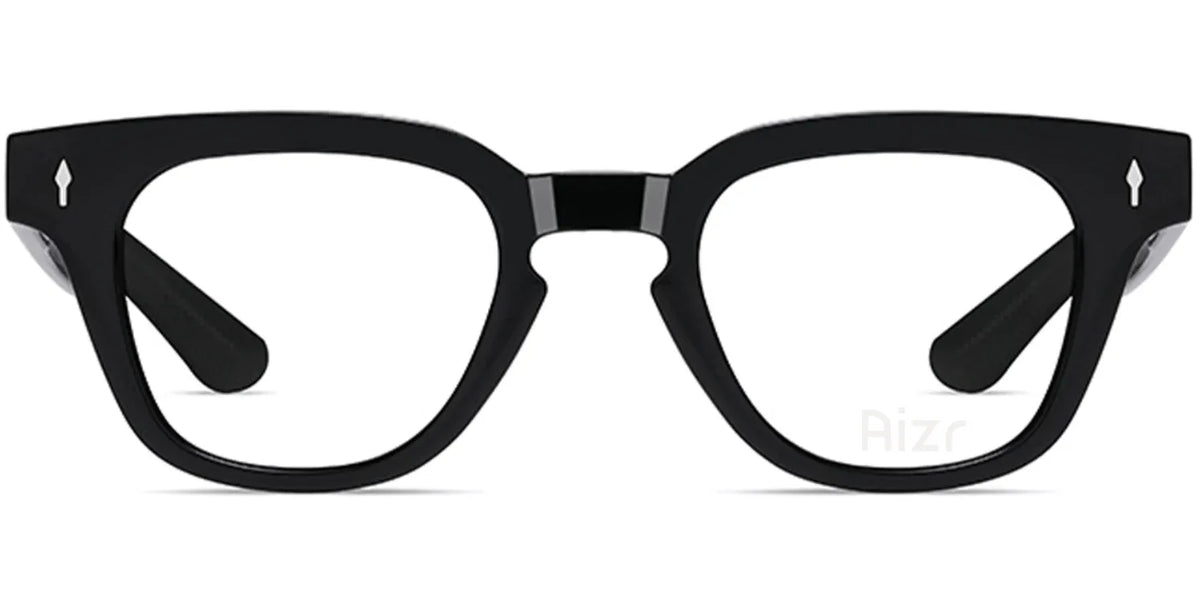 Black eyeglasses on a white background