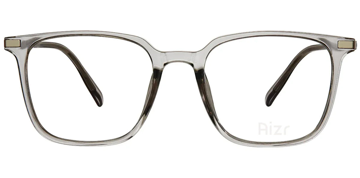 Clear eyeglasses with a slight gradient on a white background