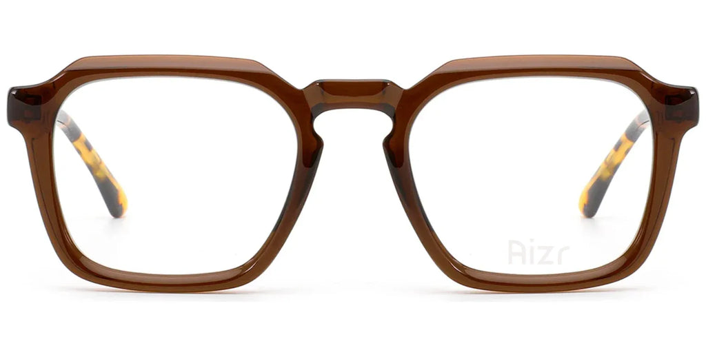 Brown eyeglasses on a white background