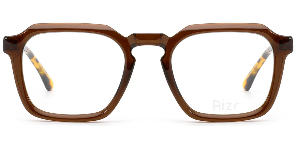 Brown eyeglasses on a white background