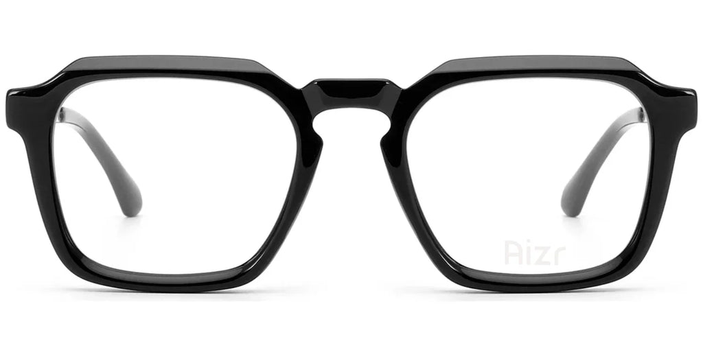 Black eyeglasses on a white background