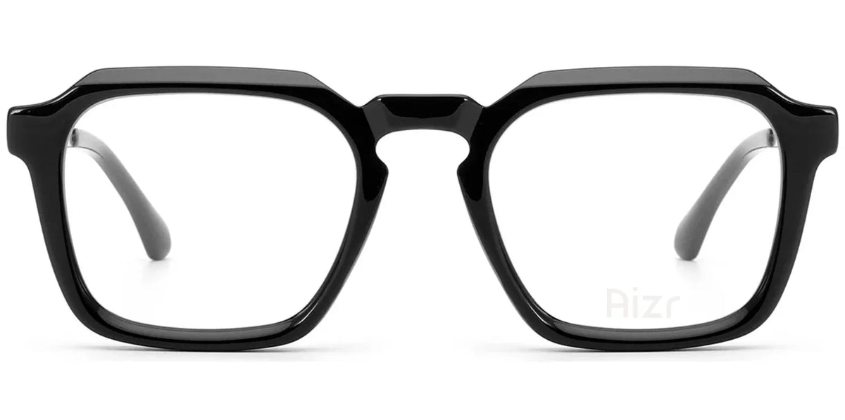 Black eyeglasses on a white background