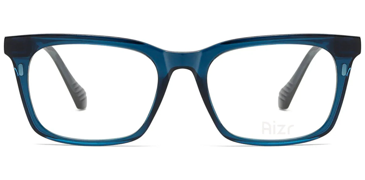 Blue eyeglasses with a clear background