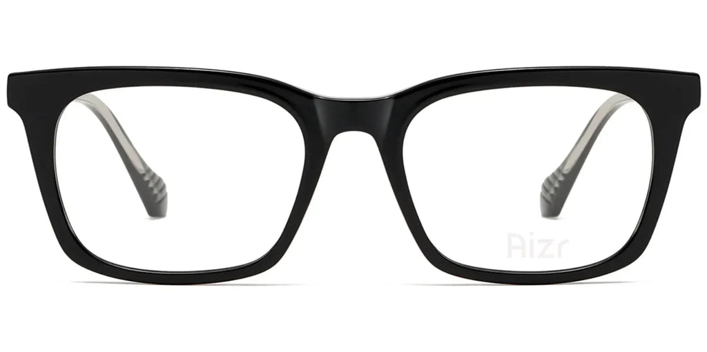 Black eyeglasses on a white background