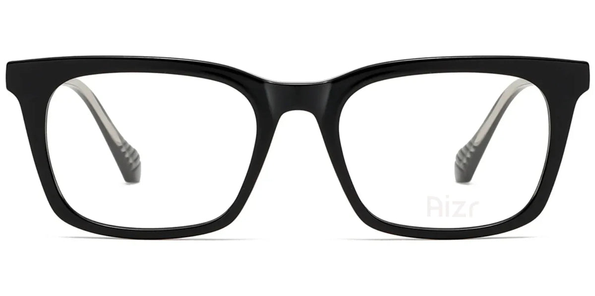 Black eyeglasses on a white background