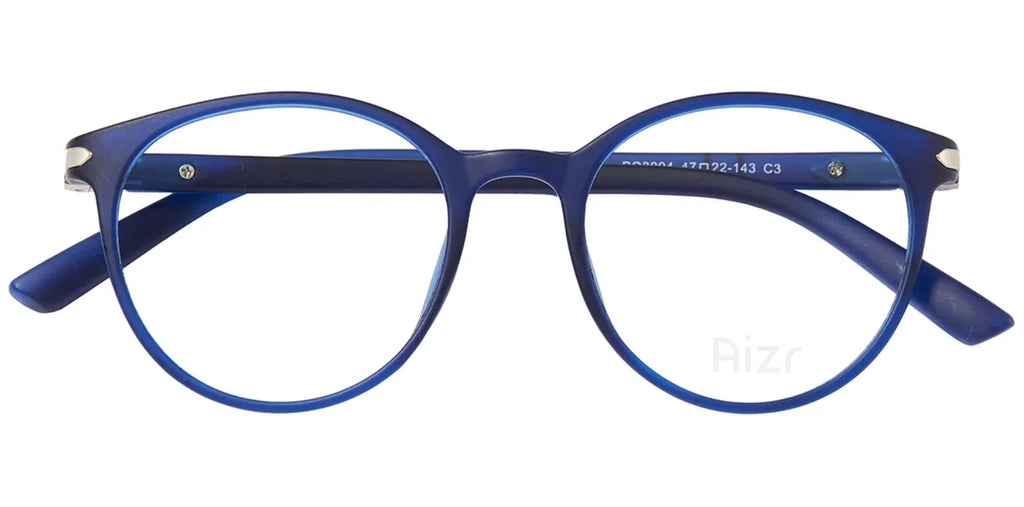 Blue eyeglasses on a white background
