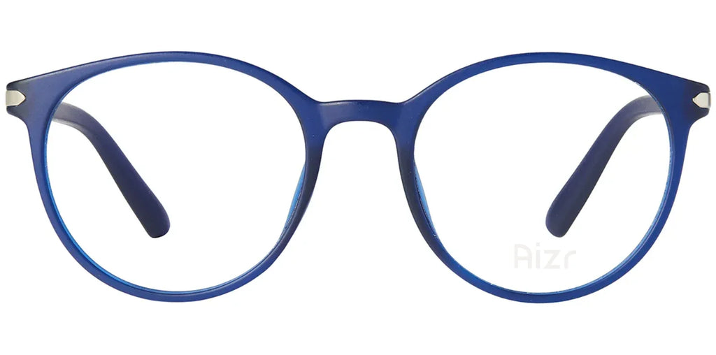 Blue eyeglasses on a white background