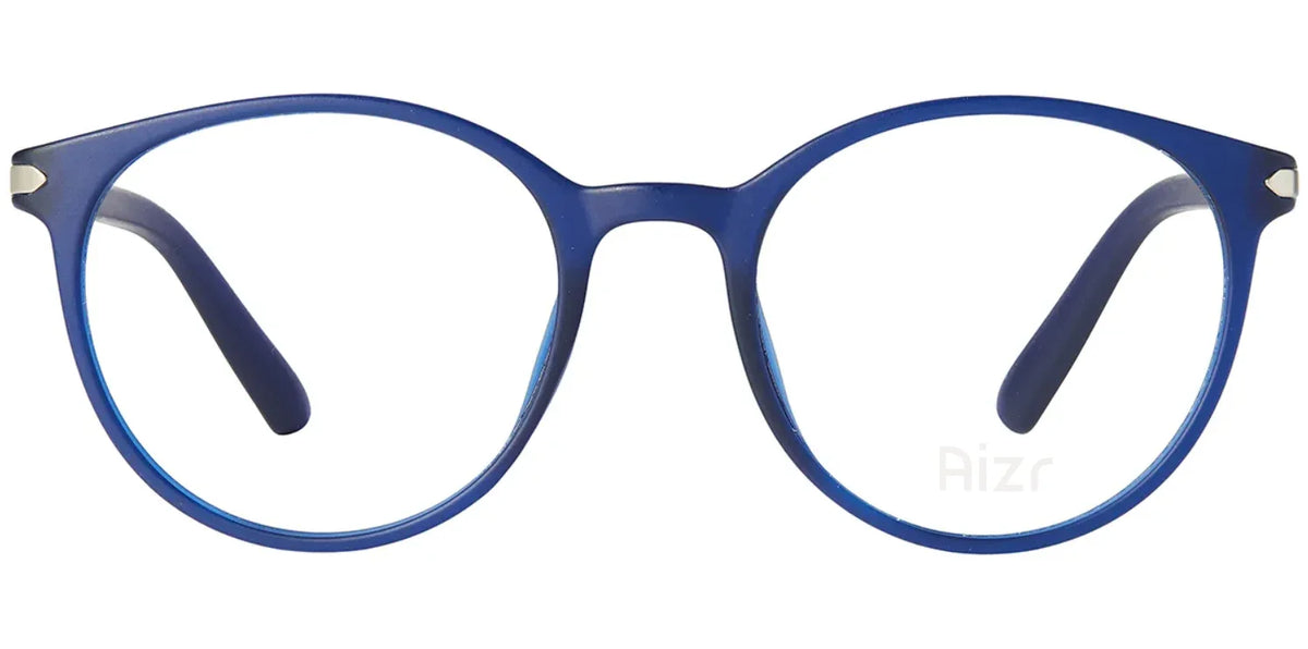 Blue eyeglasses on a white background
