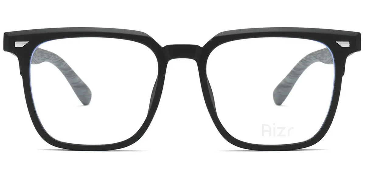 Black eyeglasses with a clear background