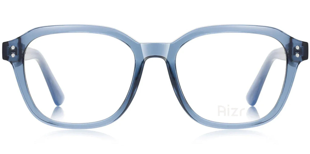 Blue eyeglasses on a white background