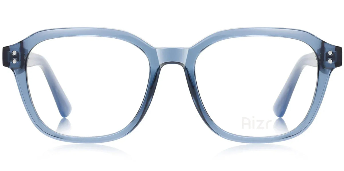 Blue eyeglasses on a white background