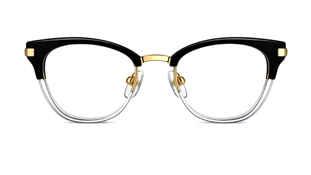 Ana Hickmann AH1451 05A Cat eye Black , clear and gold eyewear