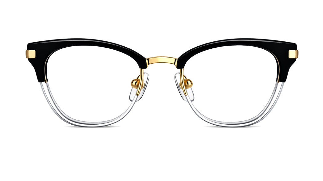 Ana Hickmann AH1451 05A Cat eye Black , clear and gold eyewear