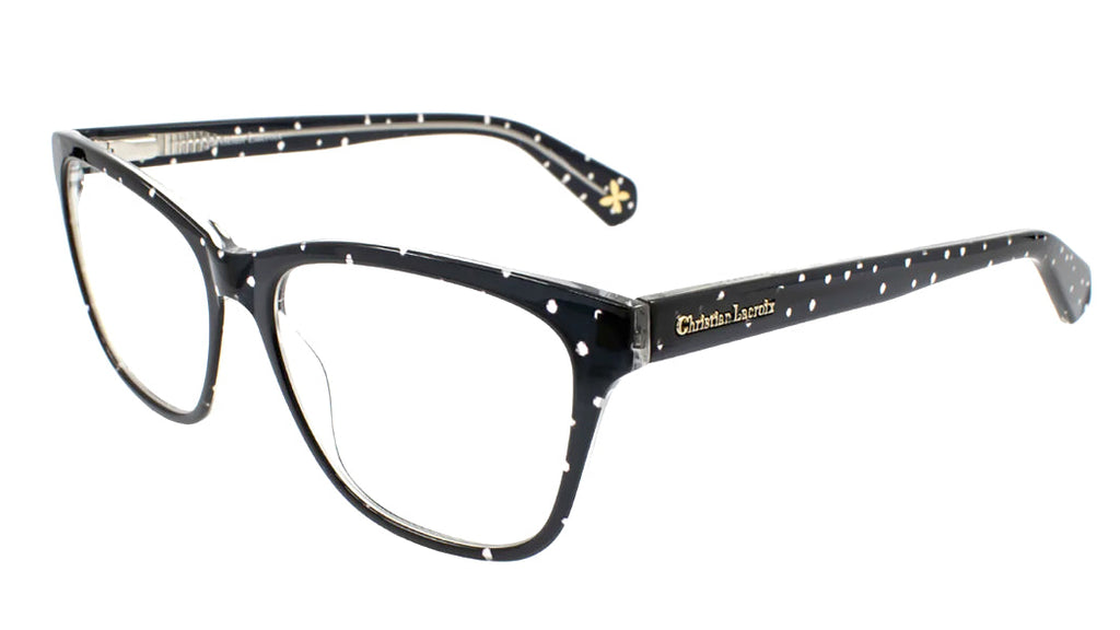 Black cat eye frame with white dots