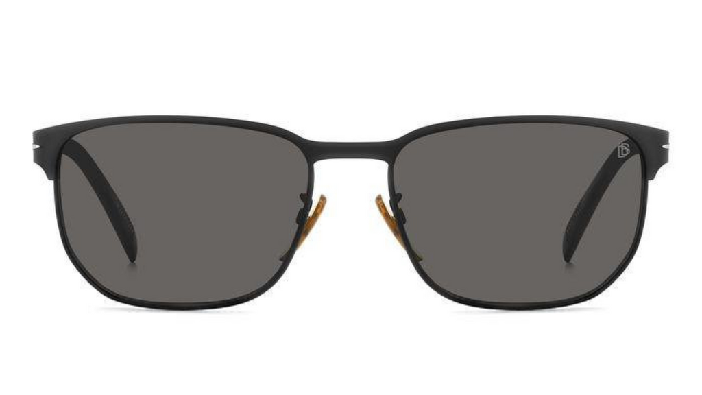 A pair of square-frame sunglasses with a matte black frame and dark gray lenses, shown from the front on a plain white background.
