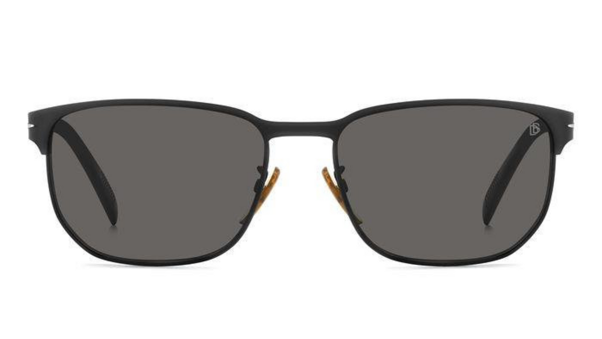 A pair of square-frame sunglasses with a matte black frame and dark gray lenses, shown from the front on a plain white background.