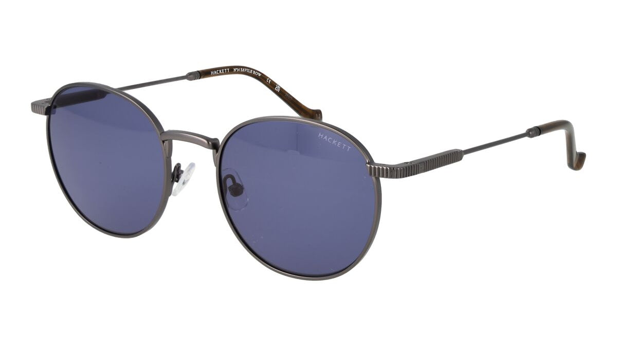Gun metal sunglasses with blue lenses