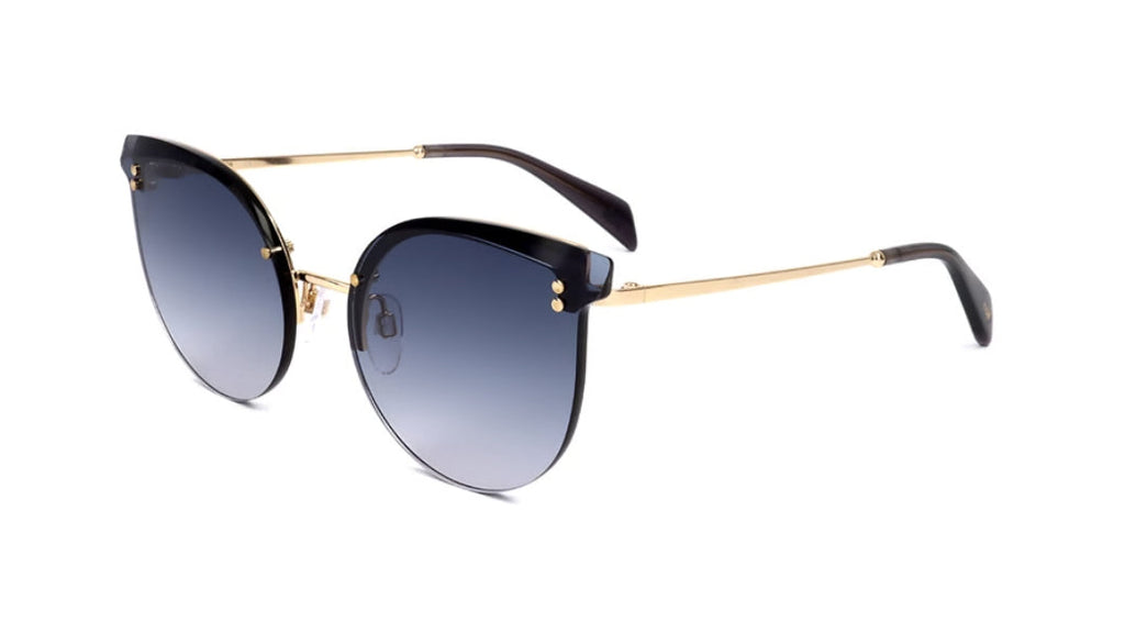 Gold sunglasses with gray blue lenses