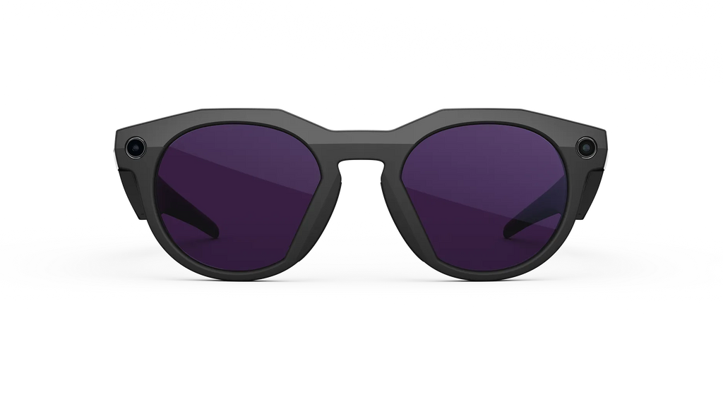 Black sunglasses with dark lenses on a white background