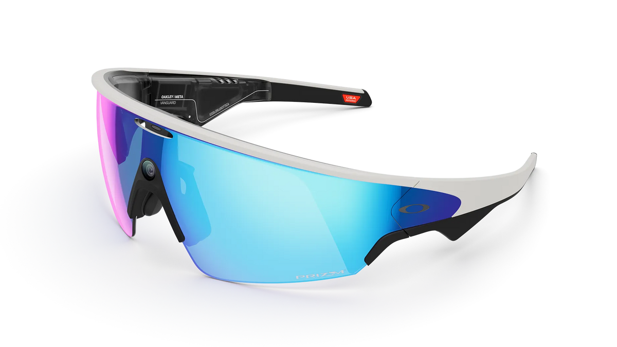 Oakley Ai glasses-vanguard Sunglasses with blue and pink lenses on a white background