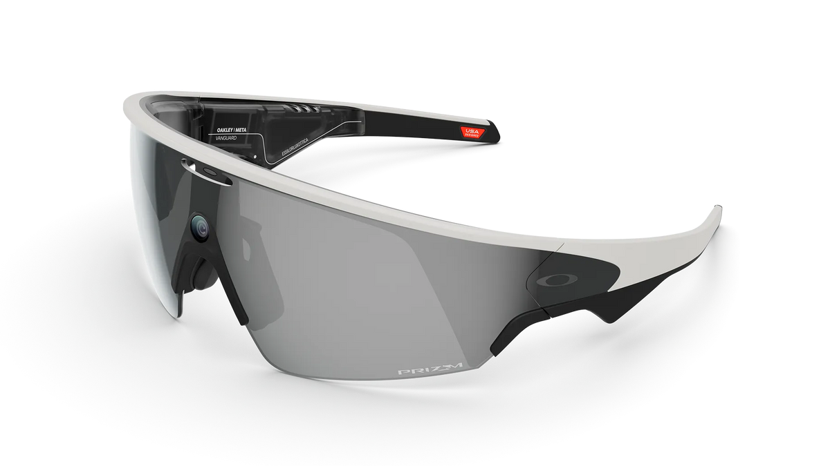 Oakley Ai glasses-vanguard  Sunglasses with a white frame and dark lenses on a white background