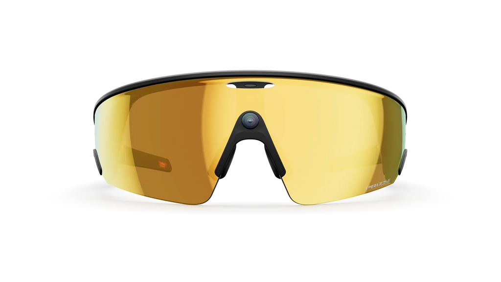 Oakley Ai glasses-vanguard  Sunglasses with gold lenses and black frame on a white background