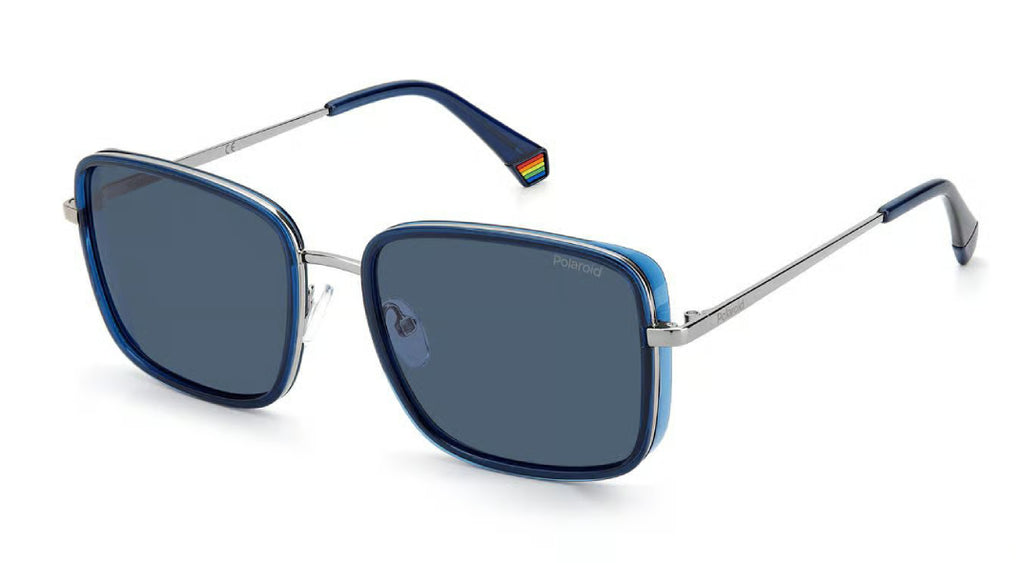 Polaroid silver sunglasses with blue lenses