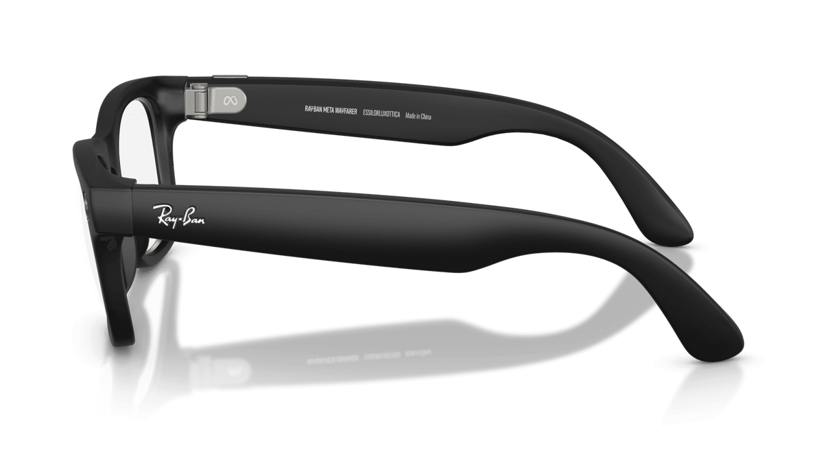 Ray-Ban | Meta Wayfarer Matte Black - Gen 2Black Ray-Ban eyeglasses on a clear background