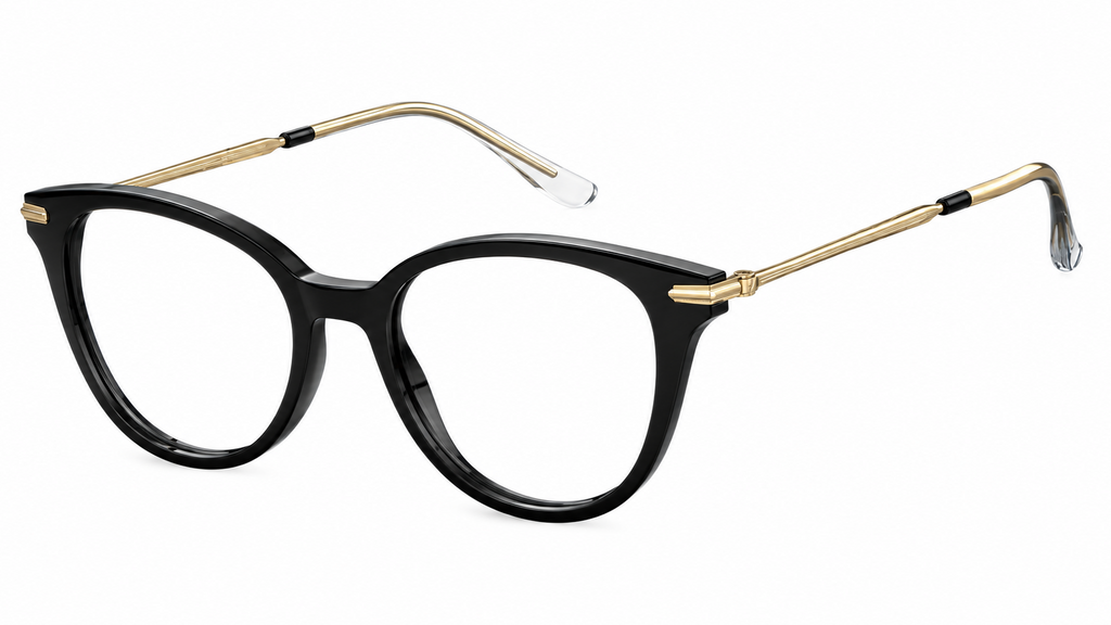 Cat eye black and gold eyewear