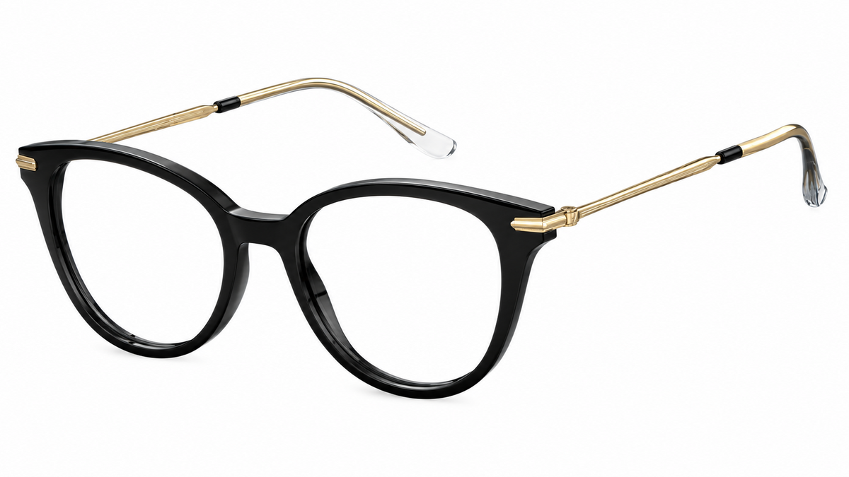 Cat eye black and gold eyewear